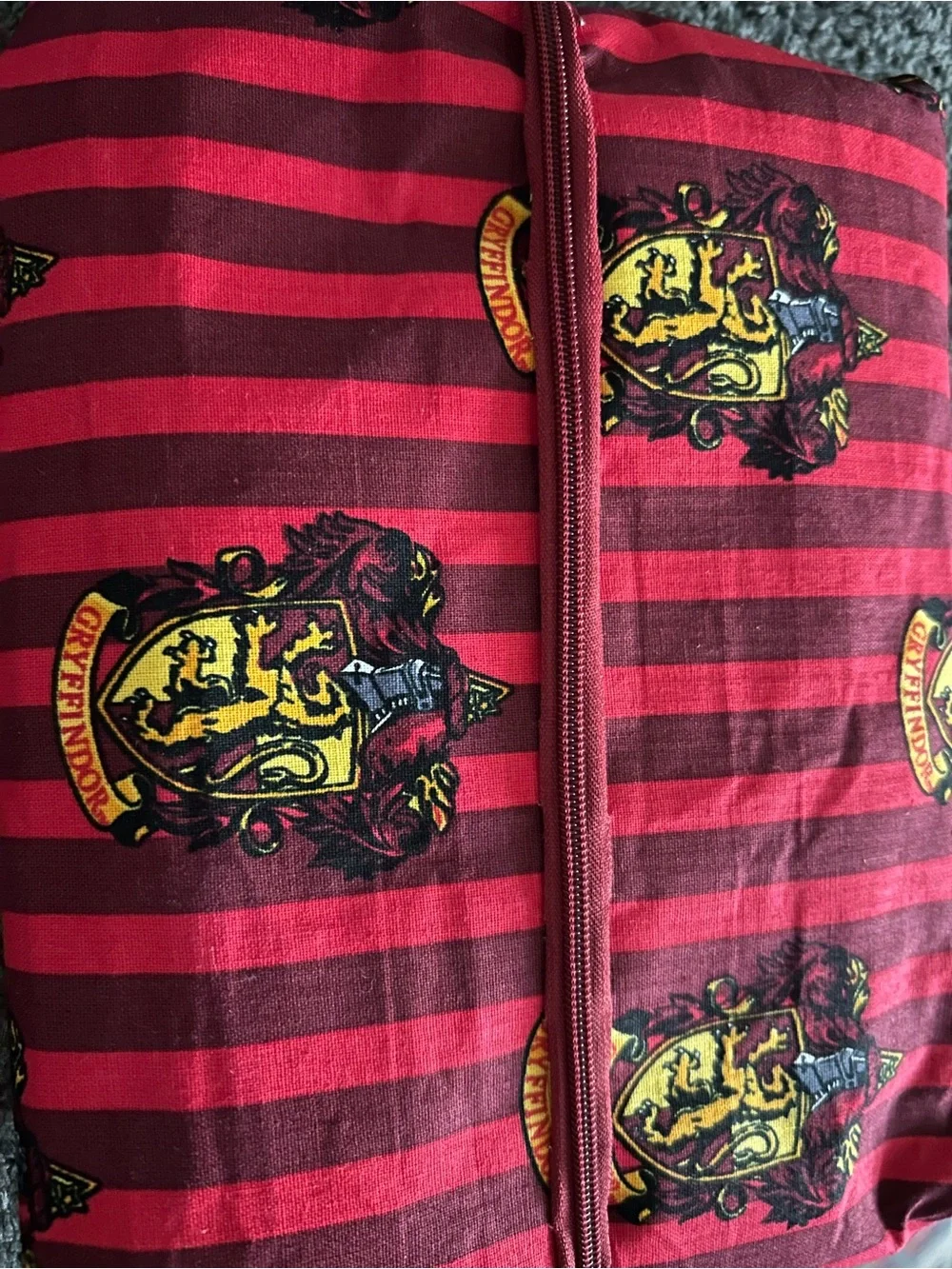 Hand Crafted Red and Yellow Gryffindor Crest Cosmetic Pouch